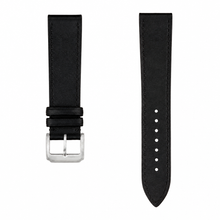 Schwarzes Leder-Uhrenarmband 21 mm