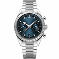 Chronograph sport watch with blue dial and stainless steel bracelet