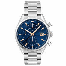 Chronograph Watch with Blue Dial and Stainless Steel Bracelet