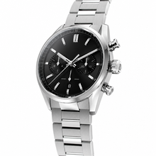 Chronograph Sport Watch with Black Dial and Stainless Steel Bracelet
