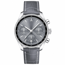 Gray Dial Watch with Leather Strap 38mm