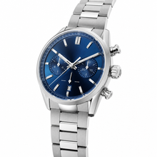 Chronograph Watch with Blue Dial and Stainless Steel Bracelet
