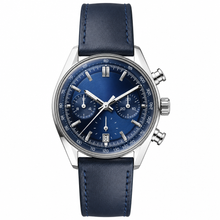 Chronograph Watch with Blue Dial and Leather Strap