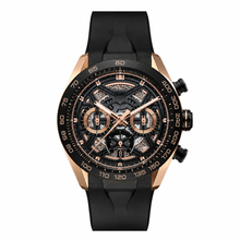 Sport Chronograph Watch with Rose Gold Tone Case and Black Rubber Strap