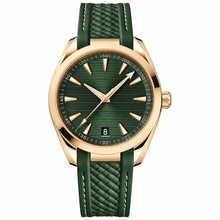 Gold-Tone Case Watch with Green Dial and Strap 41mm