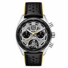 Sport Chronograph Watch with Black Leather Strap