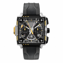 Square Sport Chronograph Watch with Black Rubber Strap