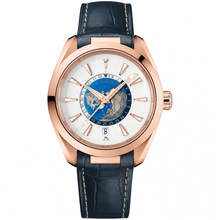 Dress Watch with Rose Gold-Tone Case and Blue Leather Strap 43mm