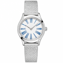 Women's Dress Watch Silver Tone with Blue Roman Numerals