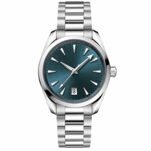 classic Stainless Steel Watch with Blue Dial