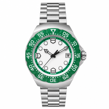 Sport Watch with Green Bezel and White Dial