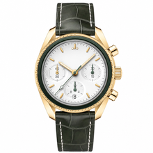 Speedmaster 38 mm、レザーストラップ付きイエローゴールド