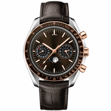 Leather Strap Watch with Brown Dial 44mm