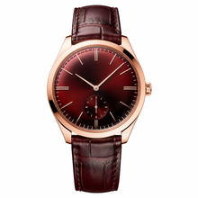 Rose Gold Tone Dress Watch with Burgundy Leather Strap 40mm
