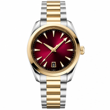 Two-Tone Metal Dress Watch 38mm with Red Dial
