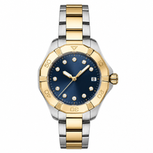Two-Tone Dress Watch with Blue Dial
