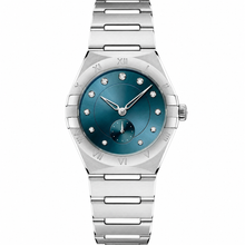 Ladies Small Seconds Watch Teal Steel 34mm