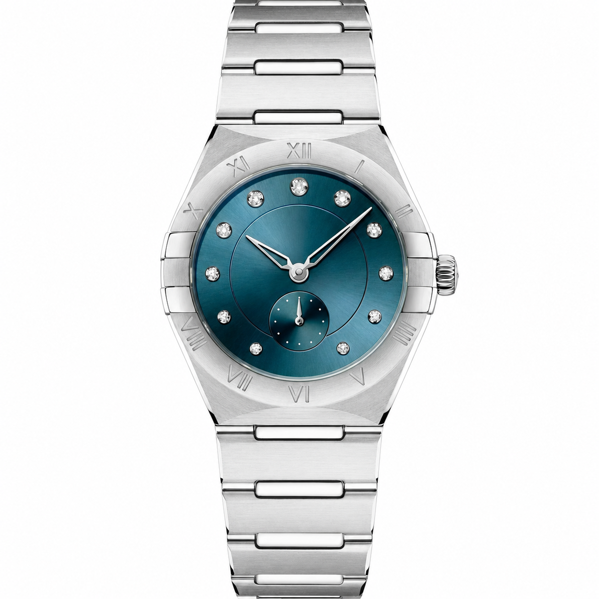 Ladies Small Seconds Watch Teal Steel 34mm product photo